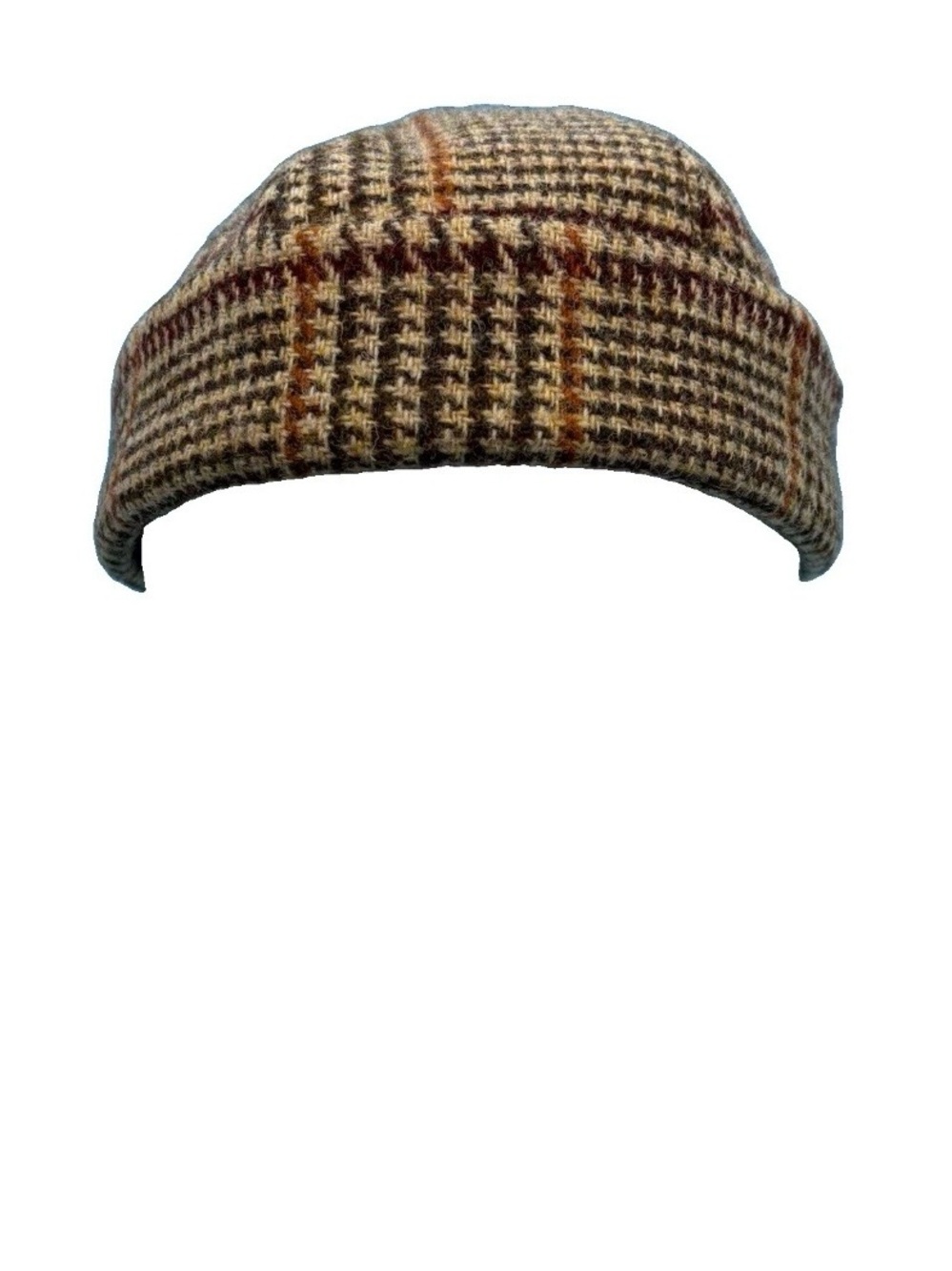 Vintage Harris Sterkowski Tweed Wool Brimless Hat Plaid Houndstooth Beanie NWT